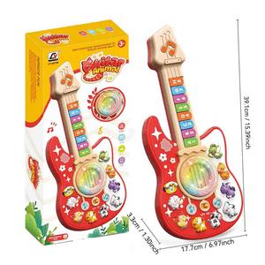 Elektronische Gitarre für Kinder, Babyklavier mit Tiergeräuschen, Farberkennung, Lichter & Melodien Lernspielzeug, Grüne Giraffe