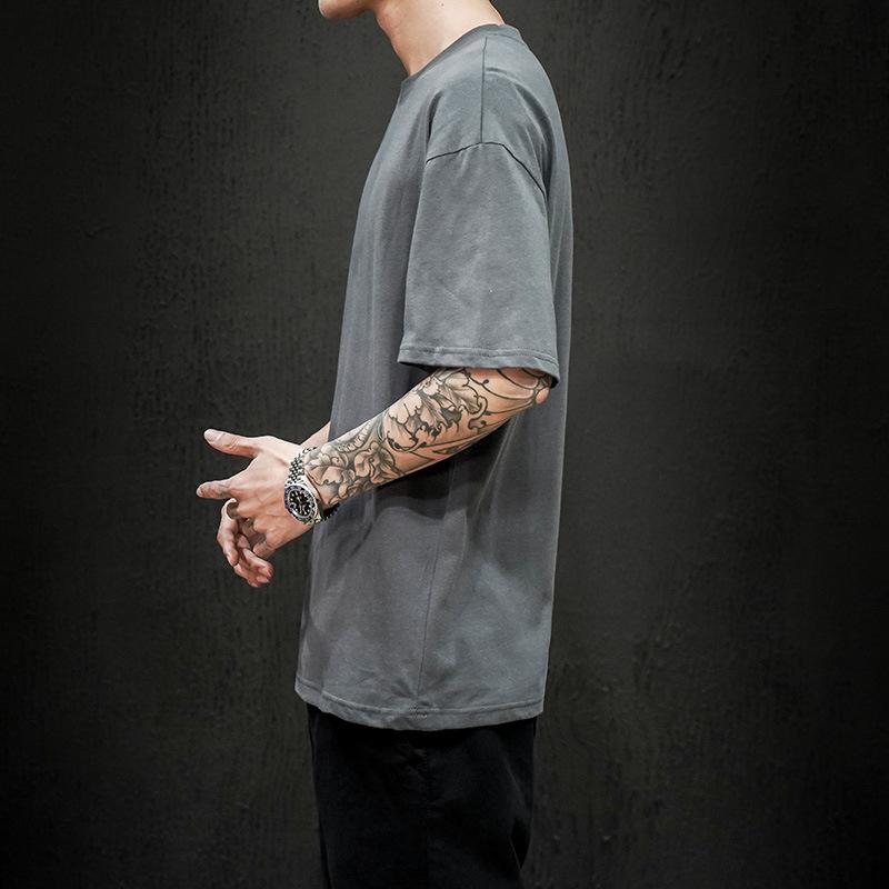 Summer Men's T Shirt Fashion Solid Oversized Hip Hop T-shirt Casual Cotton Mens Streetwear Top Tees