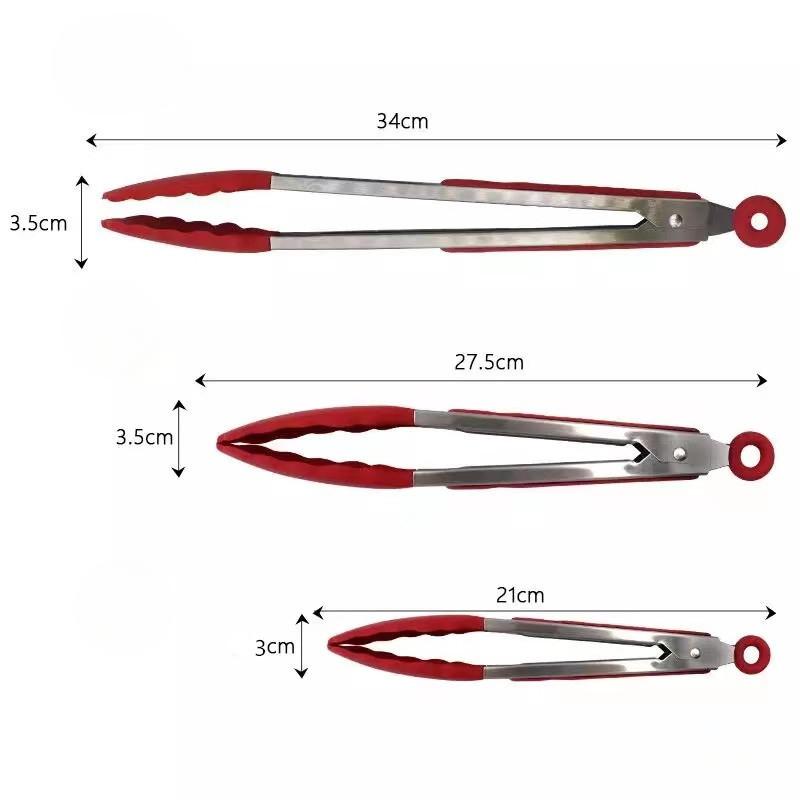 7-Inch 9-Inch 12-Inch Silica Gel Food Clip 3-Piece Set Kitchen Clip Food Clip BBQ BBQ Clamp Steak Tong