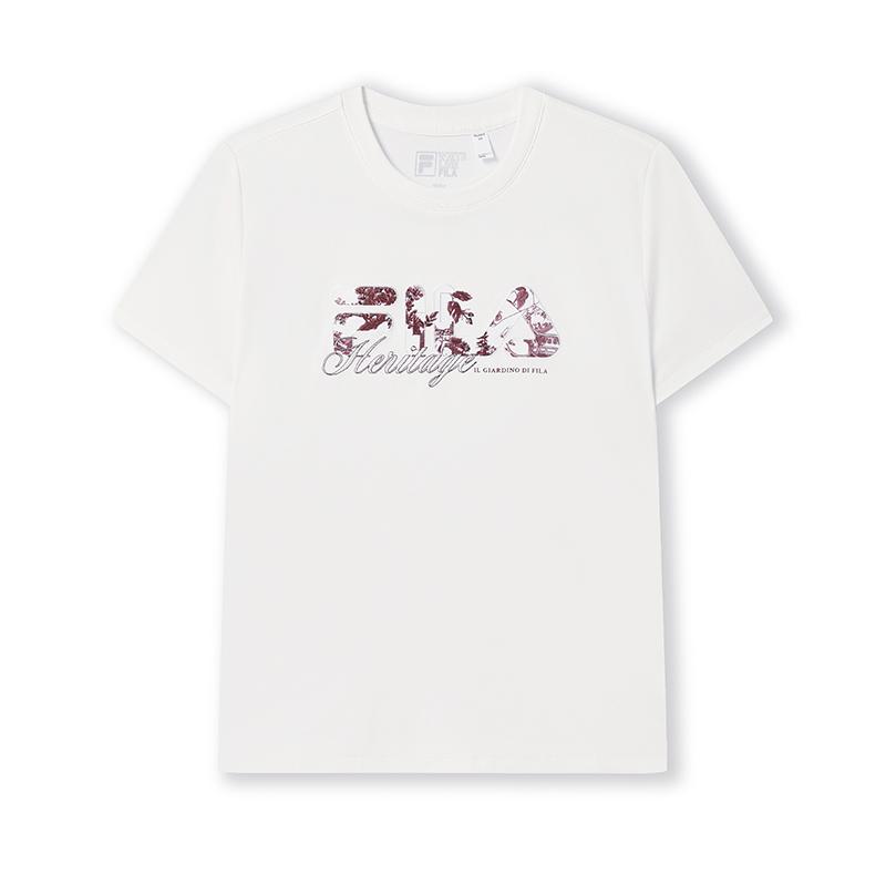 

Fila Наследие Мягкая Удобная Футболка с Цветочным Логотипом Свободного Кроя с Круглым Вырезом и Короткими Рукавами Женские топы Облачно-Белый F11W538112FWT M