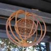 1pc Rusted Metal Spiral Flower of Life Weathervane, Rustic Iron Yard Garden Decor, Weather-Resistant Indoor/Outdoor Hanging Ornament for Balcony