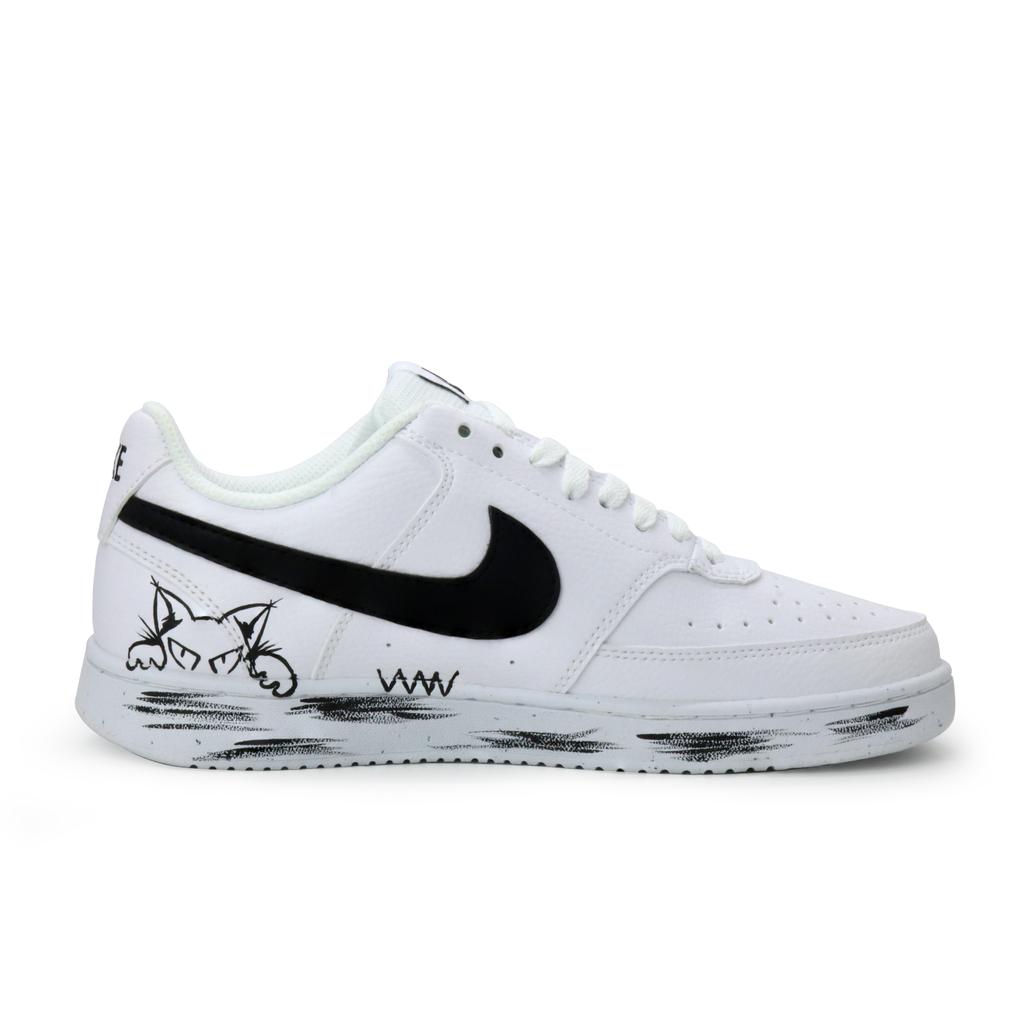 Nike Court Vision 1 Pixel Meow Coverage Abrasion Resistant Low Top Skateboard Shoes Men's Black DH2987-101(team1037-)