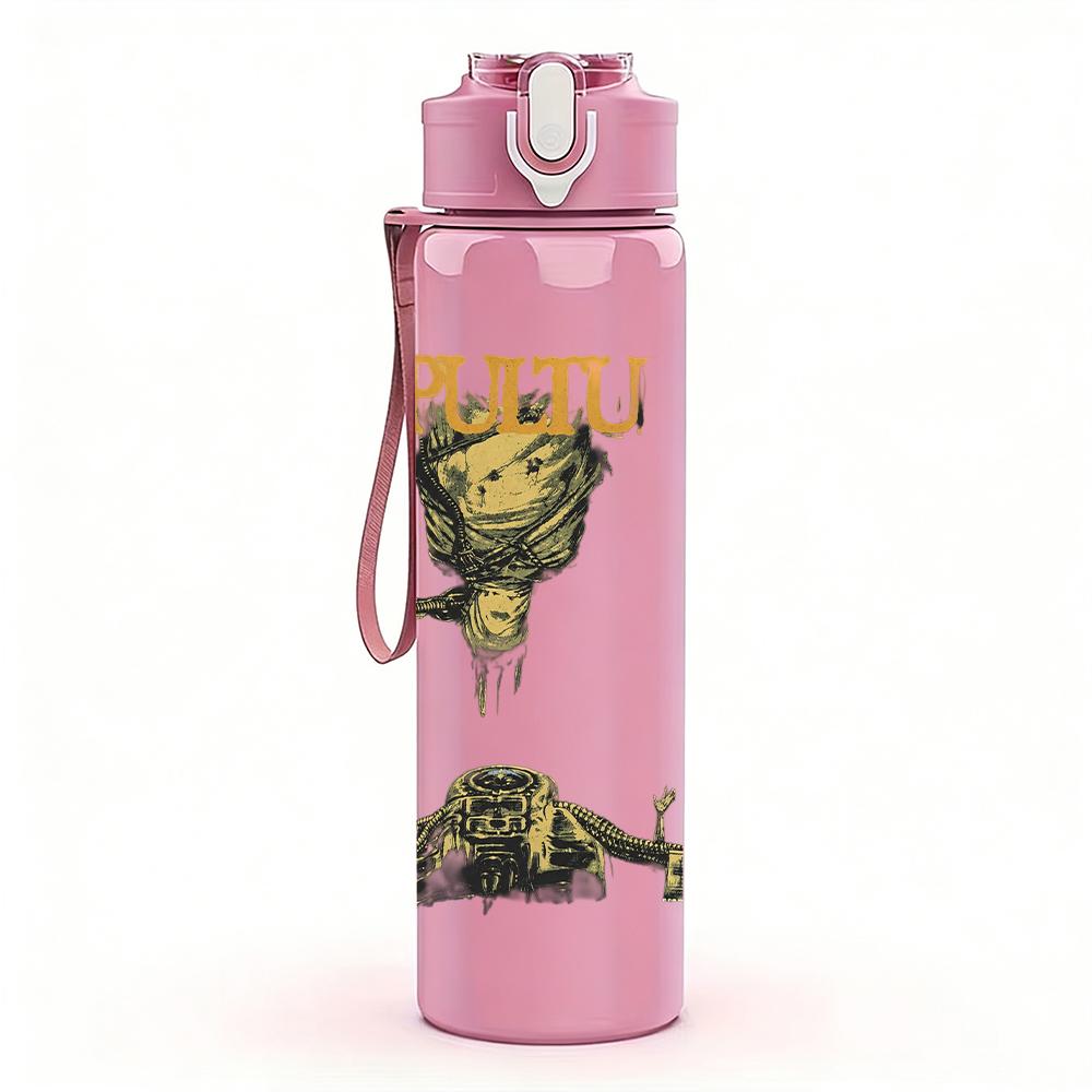 PC Retro Drill Machine Industrial Sketch Print 750ml colorful plastic sports water bottle leakproof pop up lid with straw for outdoor work home use