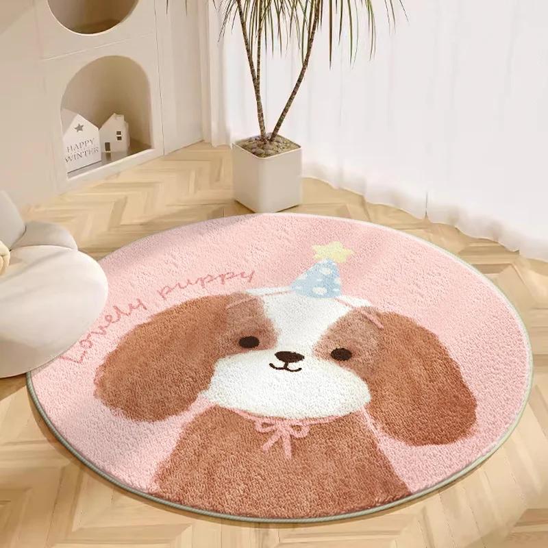 Cartoon Animals Carpets for Living Room Cute Bedroom Decor Plush Rug Round Dressing Table Floor Mat Fluffy Soft Children Carpet