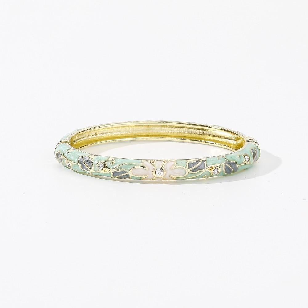 Enamel Vintage Cloisonne Bangle Traditional Women's Hand Bracelet Chinese Flower Bangle  Ladies