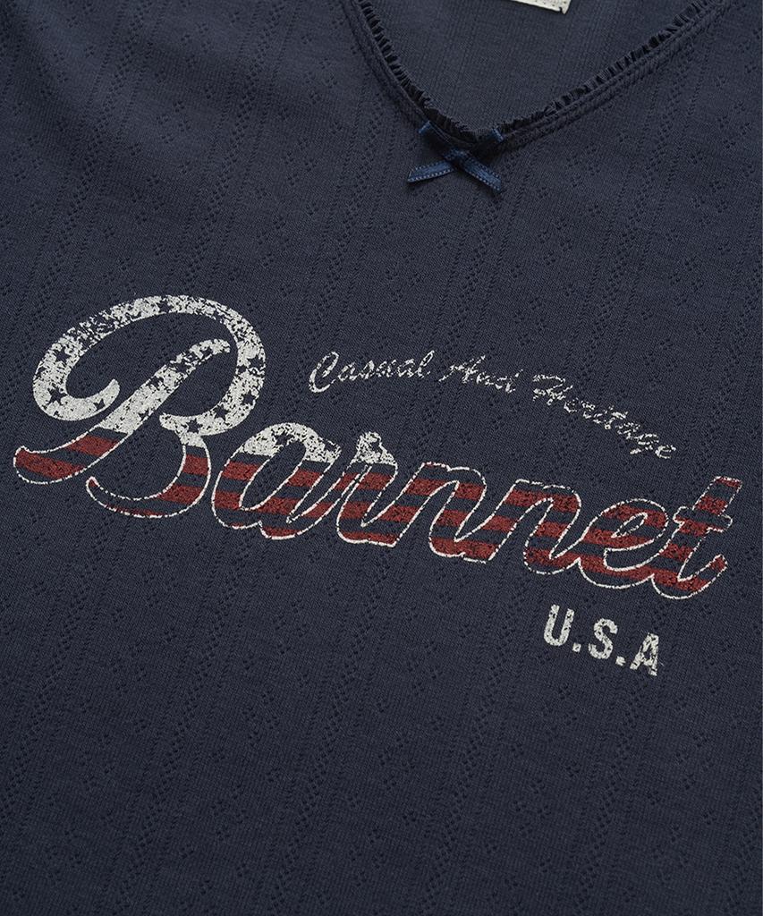 Deobanes Lois Ribbed Logo Tank Top_Navy
