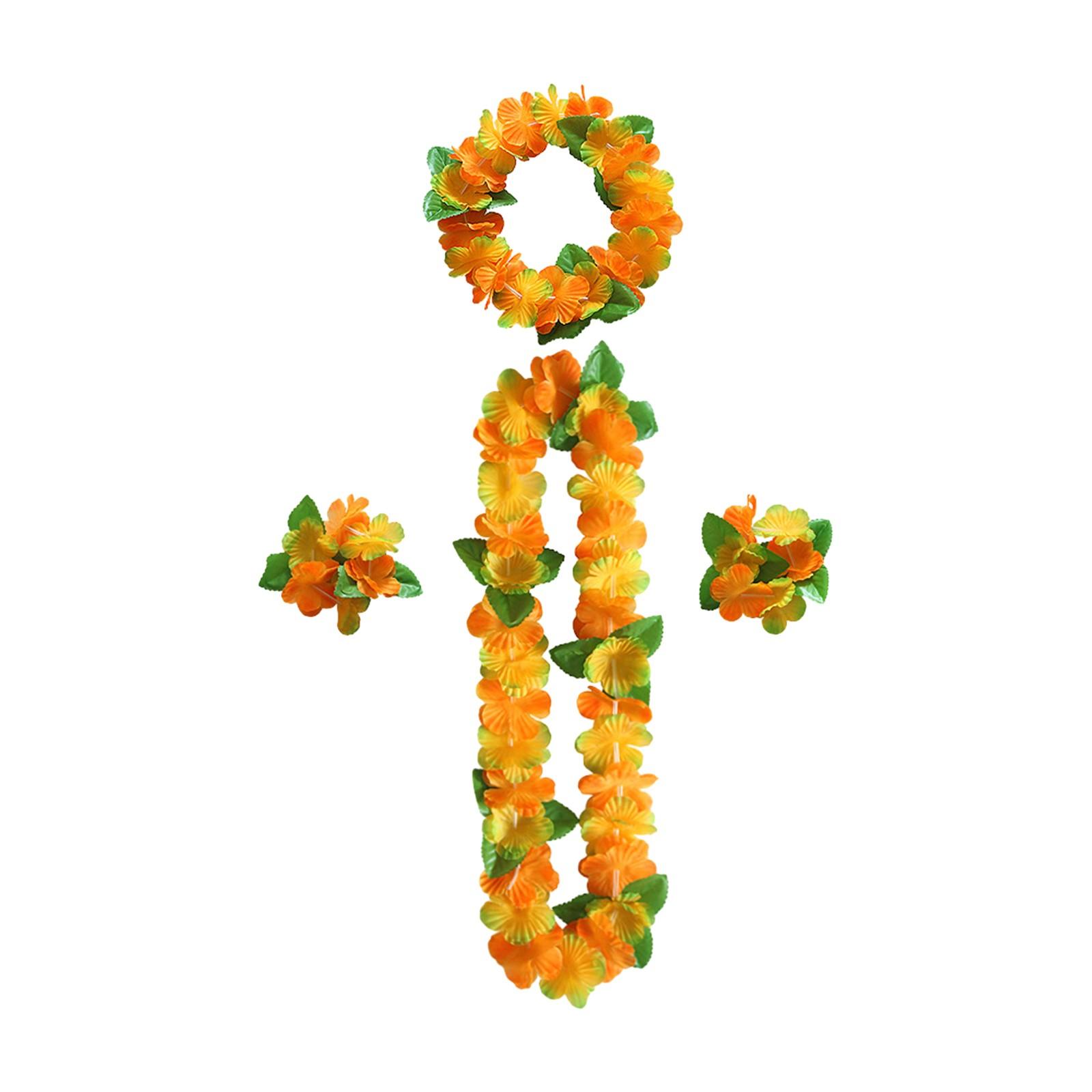 

Гавайская гирлянда для вечеринки, 12-цветное ожерелье с лепестками, браслет, комплект из четырех предметов, аксессуары для праздничного наряда One Size