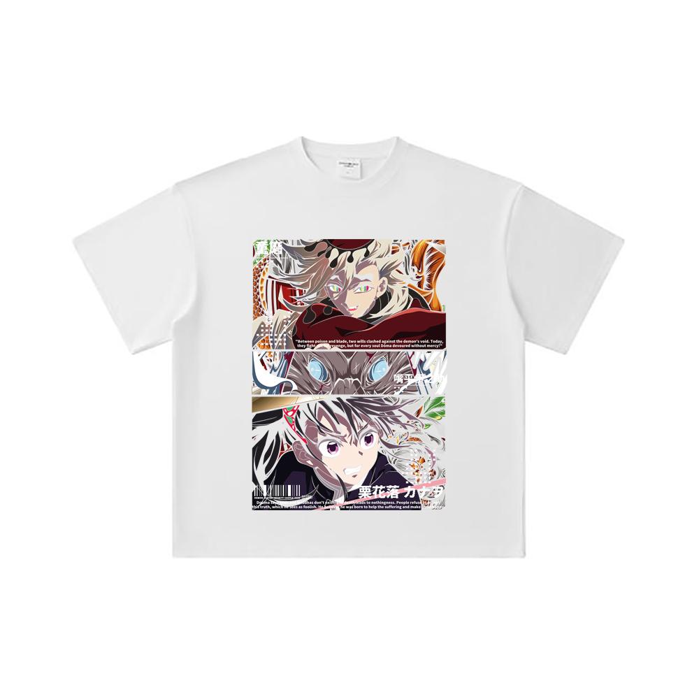 260 GSM Double Yarn 32 Count 100% Cotton Demon Slayer V30 Kanao X Doma Print Unisex Heavy Cotton T Shirt