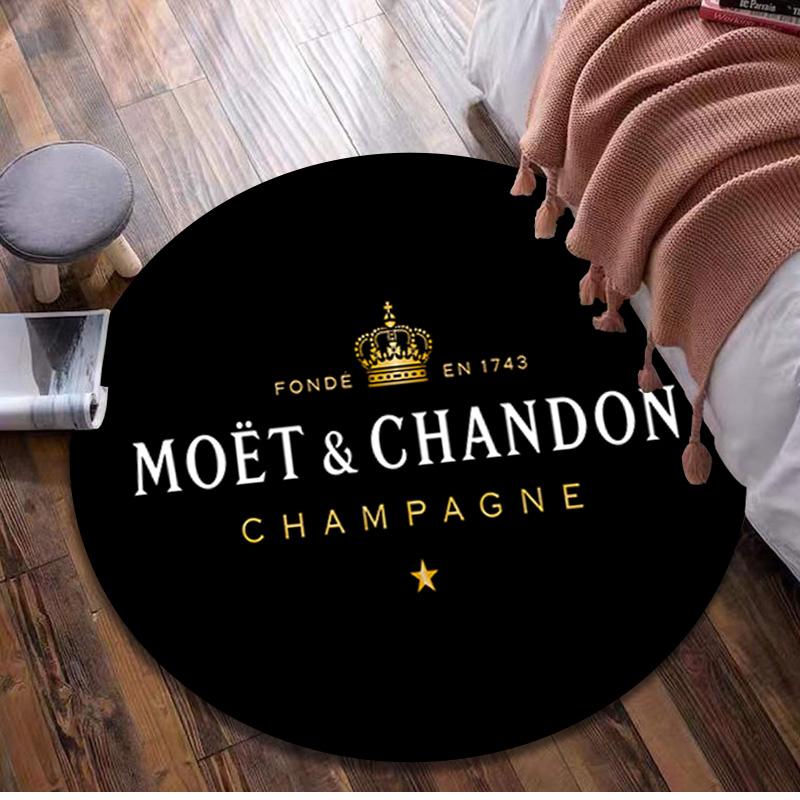 Okazały Dywan Okrągły Moët & Chandon - Dekoracyjny Dywan Biurowy Do Salonu Sypialni Wycieraczka Podłogowa Dywanik Pod Krzesło Komputerowe