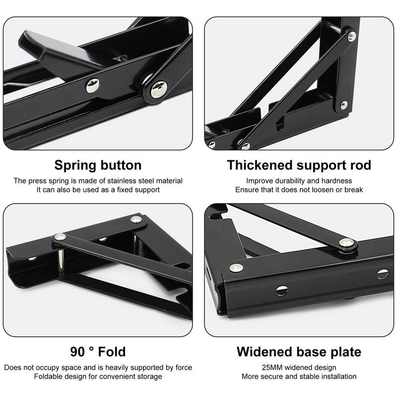 Folding Shelf Brackets Heavy Duty Metal Shelf Hinge Rack Wear-Resistant Supplies For Kitchen Bathroom Shop Garage Balcony