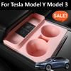 Silicone Storage Cup Holder For Tesla Model Y Model 3 Car Central Control Water Cup Holder Storage Box Car Accessories