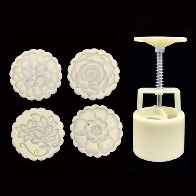 24TE Mooncake Mold 125g Flower Stamps Set Hand Made Bake Cranberry Bun Attachment for Mother'day Mother DIY Gadget