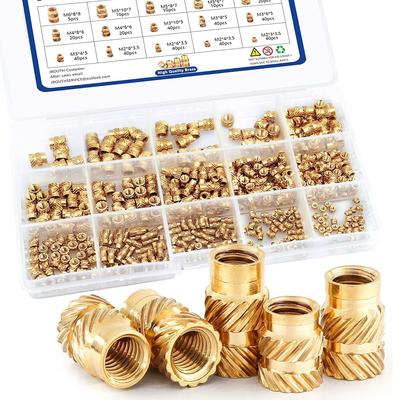 415Pcs M2 M3 M4 M5 M6 Threaded Inserts for Plastic Heat Set Insert Brass Insert Assortment Kit for 3D Printing Injection Molding Press Thread Nuts