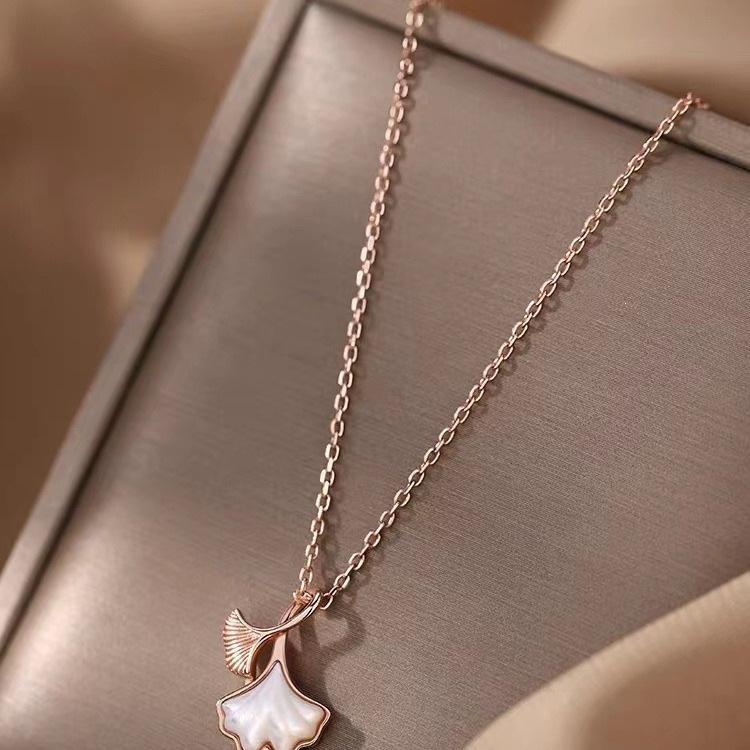 925 Sterling Silver Ginkgo Leaf Necklace - High-End Light Luxury 2024 Fashion Clavicle Chain for Women