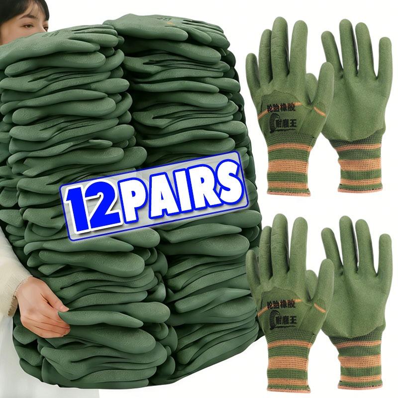 1/12pairs Anti-Slip Dipped Gloves Wear Resistant Coating for Industrial Work Hand Protection Unisex