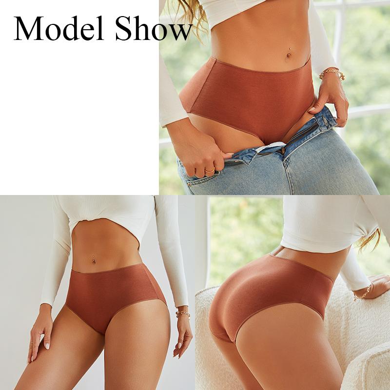 FINETOO 3Pcs Cotton Panties Women High Waist Briefs Seamless Underwear Breathable Underpants Solid Color Panty S-2XL Intimates