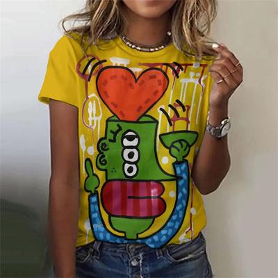 Colorful Cartoon Abstract Pattern 3D Printed T-Shirt For Women Summer Harajuku Street O-Neck Tops Short Sleeve T Shirts