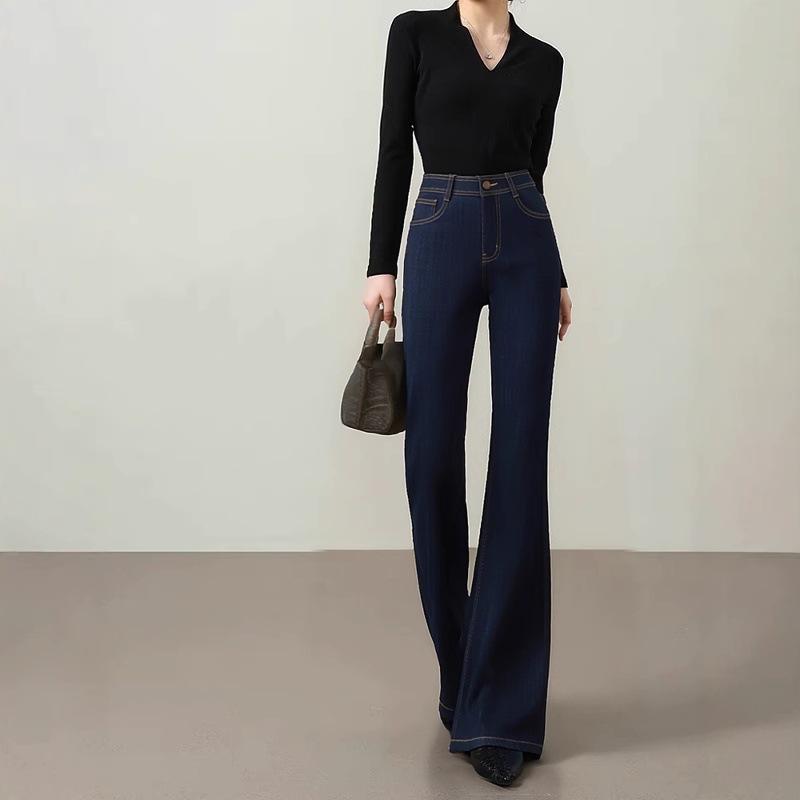 Women s High-Waisted Denim Blue Lyocell Flare Pants - Slimming Four-Way Stretch (Spring 2026) 30