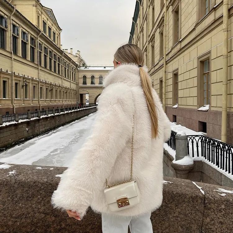 Fur Jacket, Suit Collar, Imitation Fox Fur Top, Loose Coat Thickened Winter New