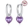 925 Silver Dreamy Purple Love Heart Earrings Drop Earrings For Women Party Fine Gift Elegant Birthday Jewelry