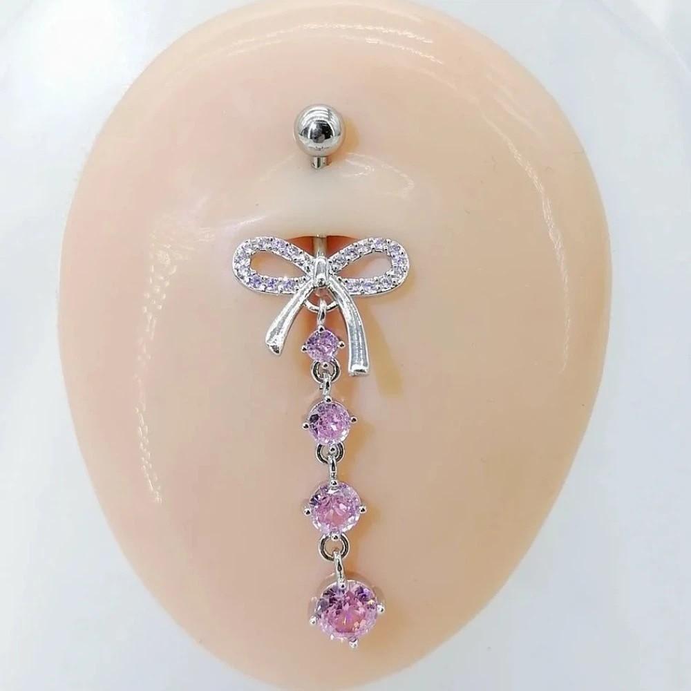 Heart Shape Belly Button Ring Pink Zircon Dangle Belly Ring Navel Piercing Jewelry  Body Jewelry