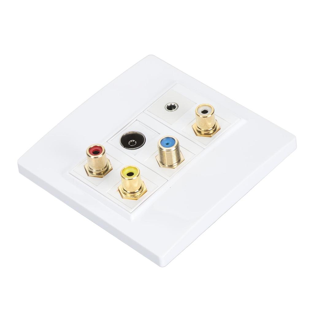 Multimedia Wall Plate 3.5mm F Type TV9.5 3 RCA AV Wall Panel for TV Set Top Box Coaxial Cable Radio