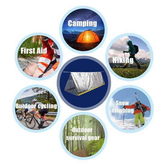 Portable Emergency Tent Ultralight 2 Person Triangle Survival Tent Waterproof Windproof Outdoor Hiking Camping Tube Shelter