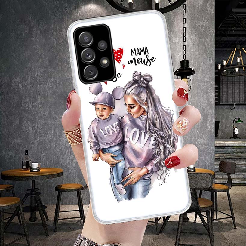 Baby Mom Girls Soft Phone Case For Samsung Galaxy A12 A22 A32 A52 A72 A02S A51 A50S A71 A70 A31 A20S Note 20 Ultra S10 A10S Gala