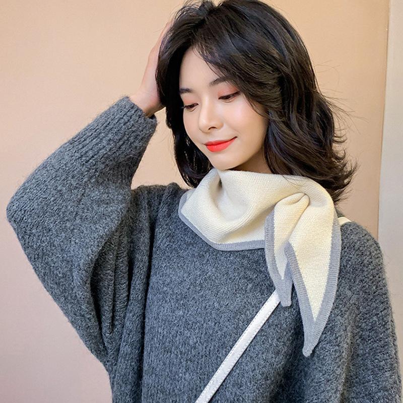 Women Knitted Triangle Scarf Fake Collar - Autumn Warm Detachable Shawl for Dress Shirt Neck Protection Accessory