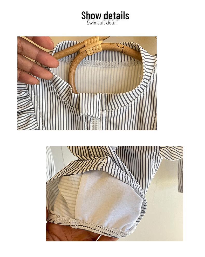 2025 Dívčí šedé jednodílné plavky s volánky: Módní letní plavky