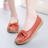 New Women's Single Shoes Cowhide Soft Sole Mother Shoes Summer Hollow Flat Leisure Bean Shoes