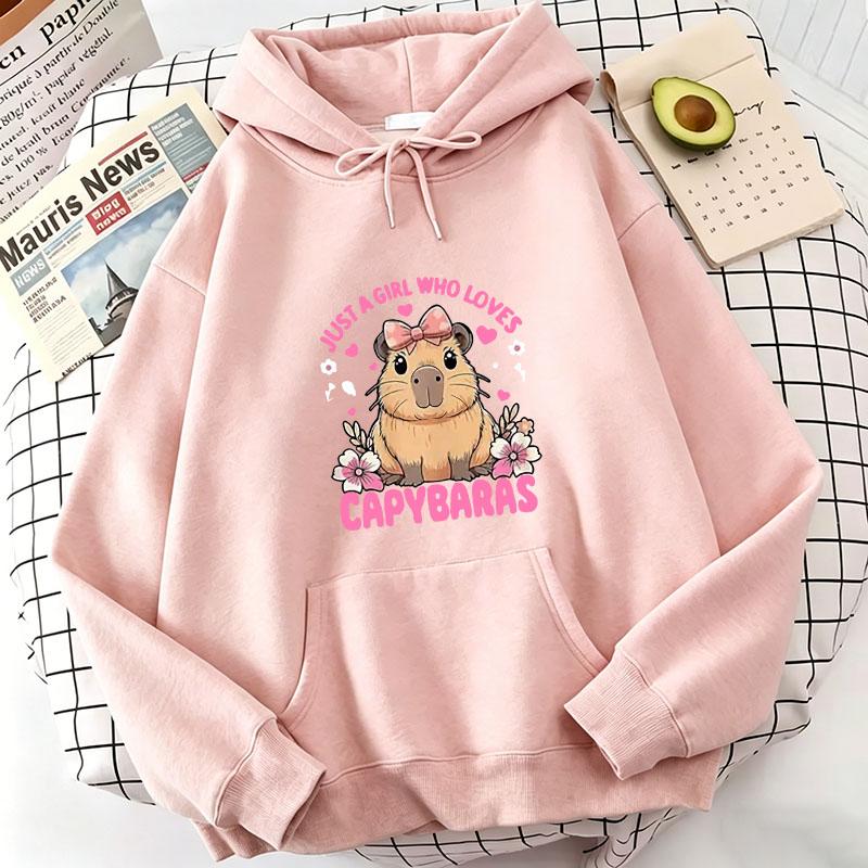 Funny Capybara Sweatshirt Cartoon Anime Hoodies Women Cute Anime Manga Hoody Long Sleeve Hoodies Female Sportwear Clothes Tops