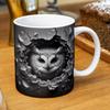 3D Owl, Ceramic Coffee Mug, Tea Cup, New Hole Wall, Cute Hole Wall