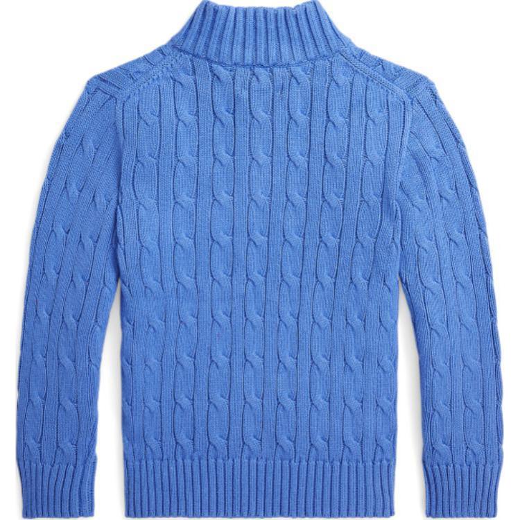 Polo Ralph Lauren Striped Mock Neck Pullover Logo Slim Fit Long Sleeve Sweater Kids sweater Blue CWPOSWEB6820493-400
