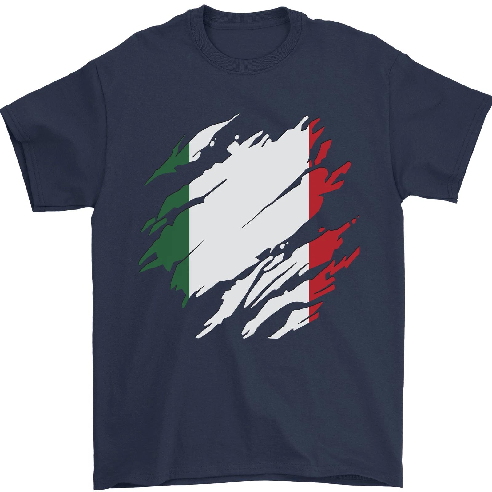 Torn Italy Flag Italians Day Football Mens T-Shirt 100% Cotton S