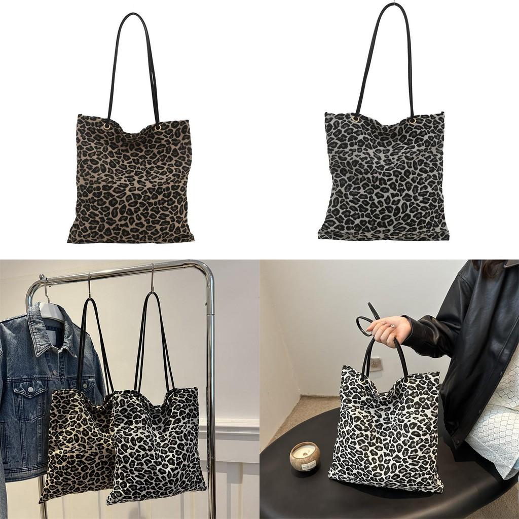 Trendy Khaki And White Leopard Print Large Capacity Tote Bag For Women 2024