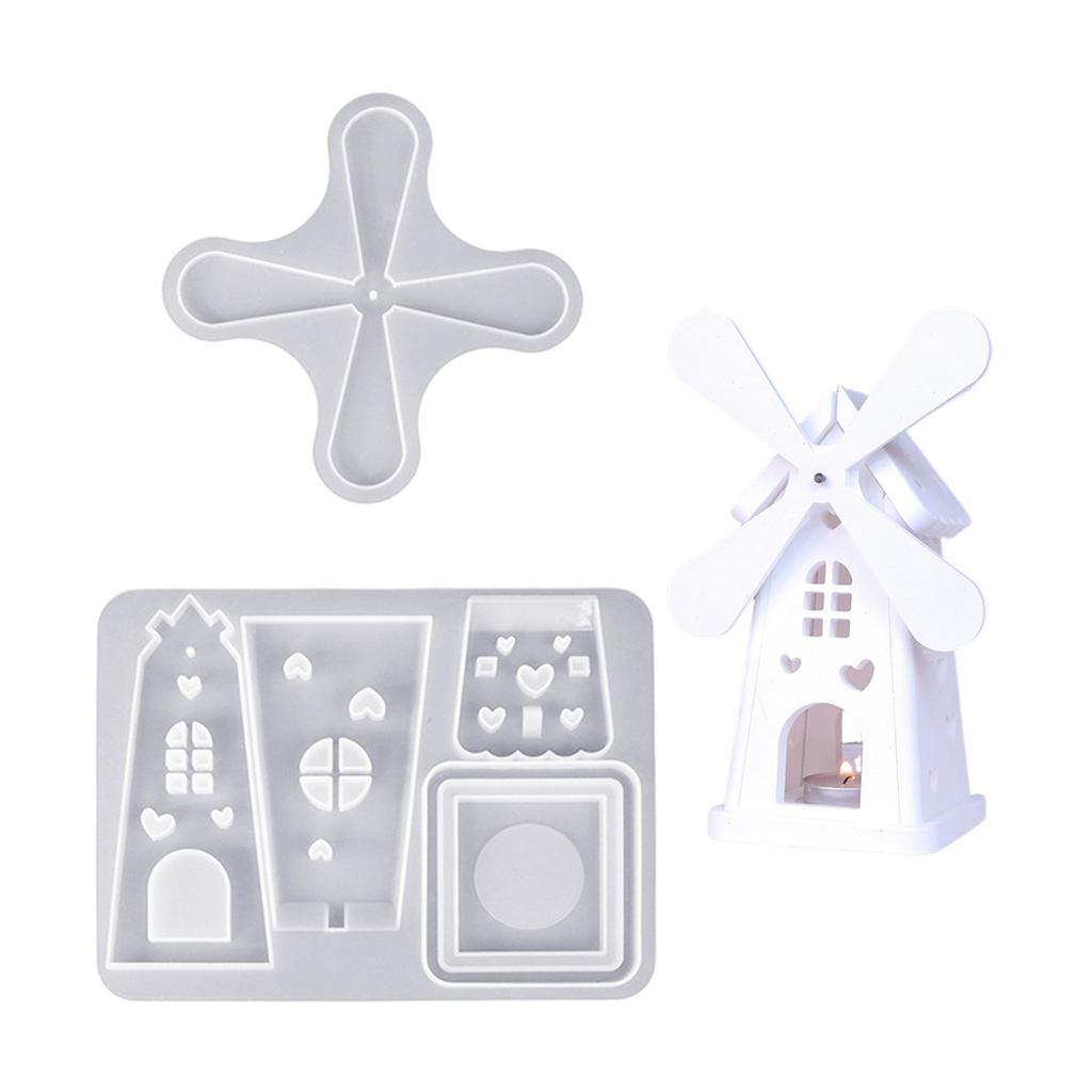 Candle Holder Silicone Mold Rotating Windmill Shape Handmade Art Supplies Silicone Texture for Making Candle Holder