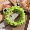 Women Headband Soft Coral Velvet Headband with Anti-Slip Teeth Cartoon Frog Design Elastic Hair Hoop Hair Fixing Hair Accessory