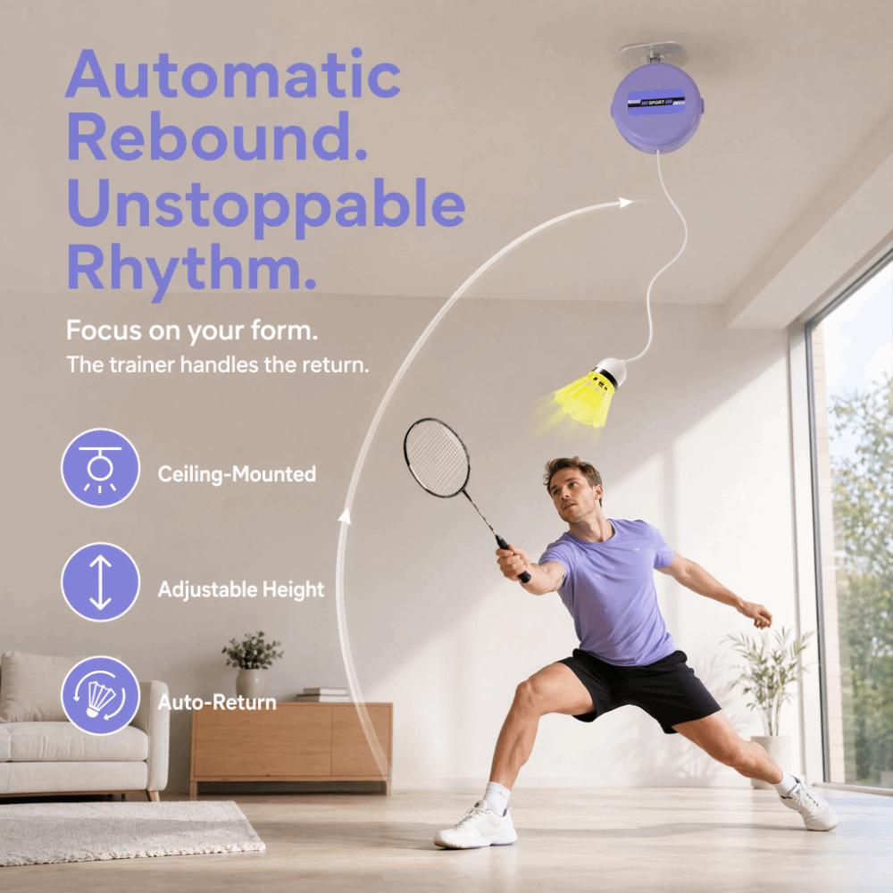 8pcs Height Adjustable Badminton Rebound Trainer Snap Button Badminton Training Aid  Home Practice