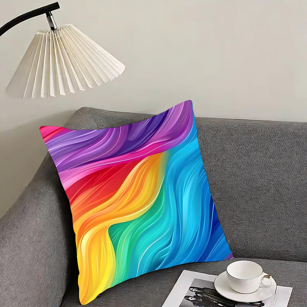 Rainbow Color Luxury Cushion Cover Pillowcase Ultra Soft Skin Friendly Fabric Cloud Like Comfort  Concealed Zipper
