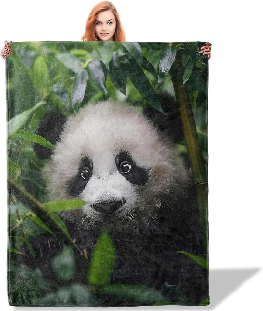 1PC Cute Animal White Rabbit Throw Thin Blanket Gifts for Couch Bed Car Home Camping for Bunny Dogs Panda Lovers all season use