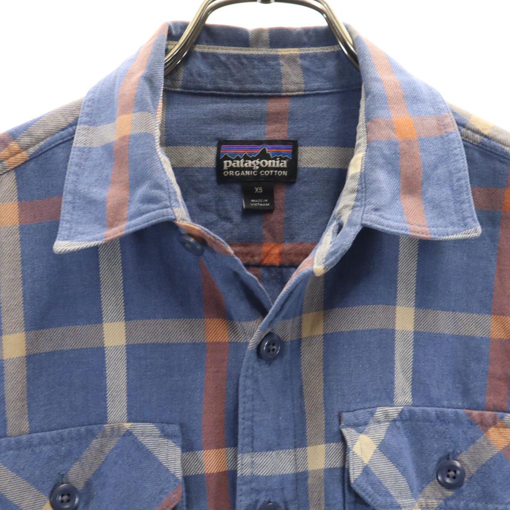 patagonia Check Pattern Long sleeve shirt XS Blue navy blue Outdoors Men's Used