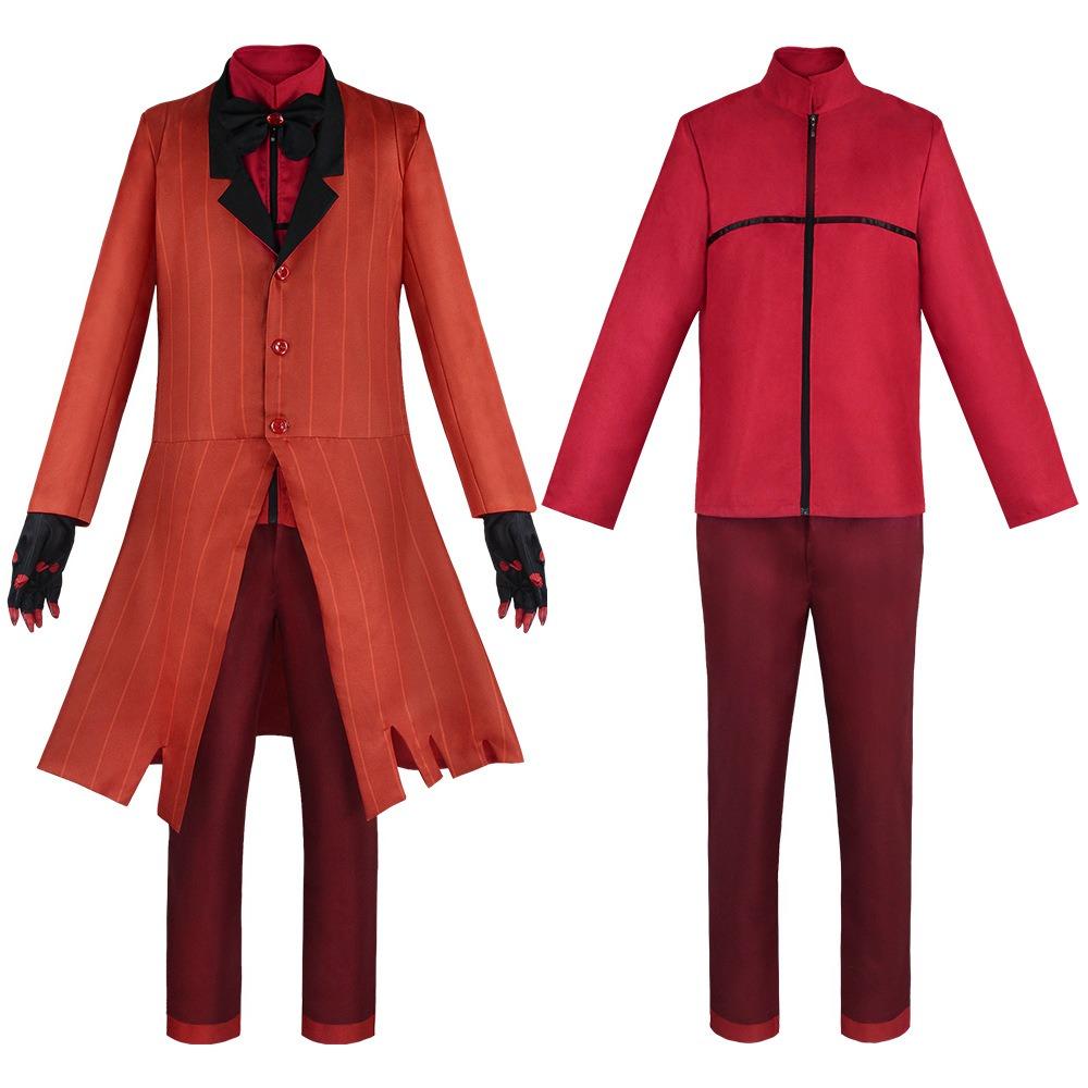 Alastor Cosplay Kostüm Hazbin Uniform mit Krawatte Handschuhe Radio Dämon Halloween Kostüm Anime Hazbin Alastor Outfits