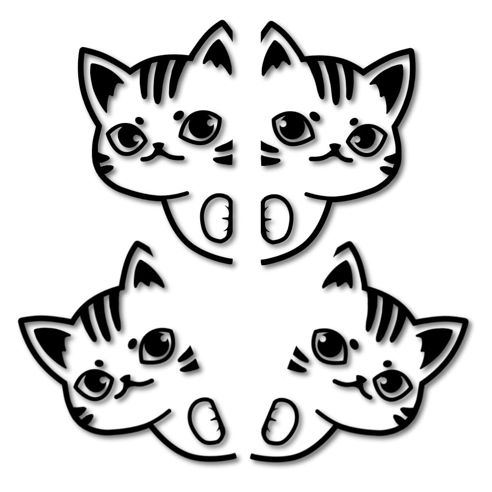[Tamiya] Tiger Pattern Hyokkori Cat Cutting Sticker Weatherproof Waterproof Made set of 4 чёрный