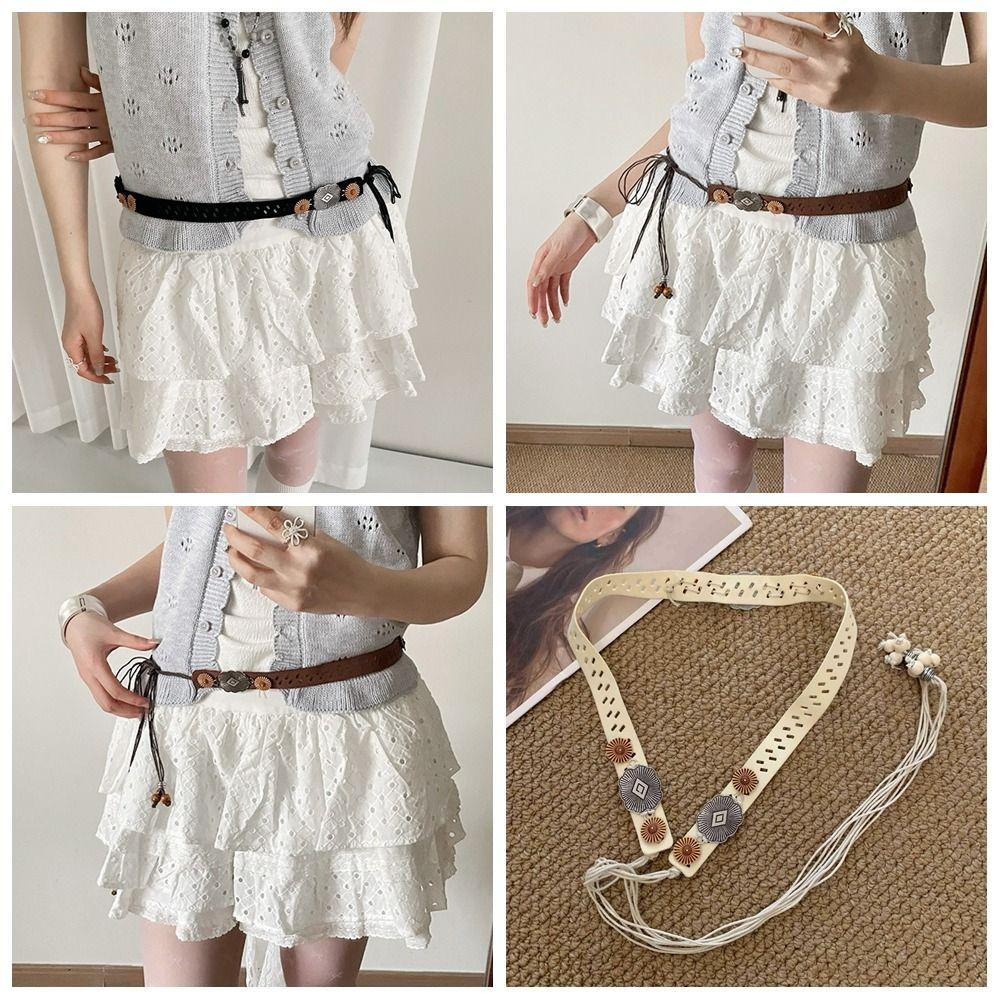 Wax Line Ethnic Style Belt Retro Women Woven Belt Fashion Bohemian Style Waist Chain Versatile