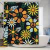 Floral Shower Curtain Decorative Bath Mat Set Waterproof Bathroom Accessories Retro Style Modern Flower Print Shower Panels