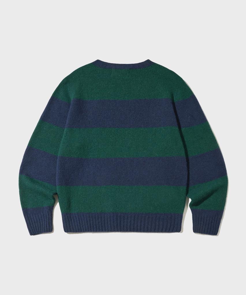 OUTSTANDING Pure Wool Wholegarment Stripe Knit_Green/Blue