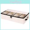 Foldable Cotton Linen Shoe Organizer With Transparent Panels For Wardrobe Use