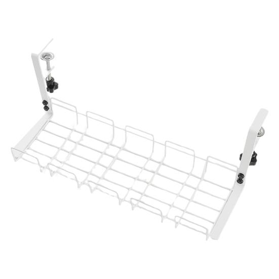 

Storage Rack Rustproof Strong Load-bearing Simple Installation Computer Desk Wire Management Basket Versatile Cord белый