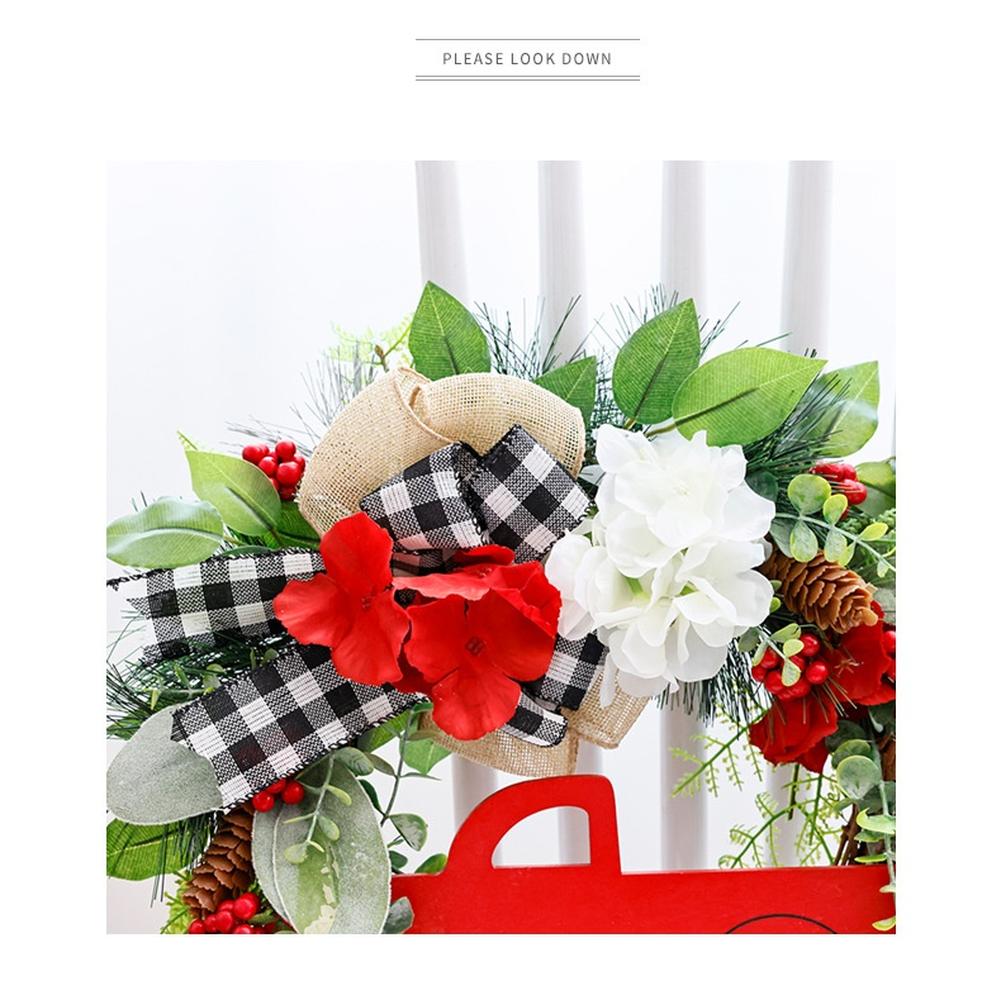 

Easy Installation Farmhouse Decor Red Truck Wreath Festive Holiday Theme